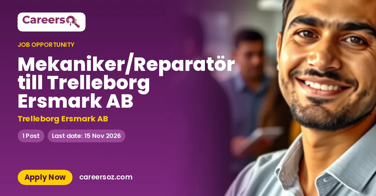Mekaniker/Reparatör till Trelleborg Ersmark AB – Trelleborg Ersmark AB