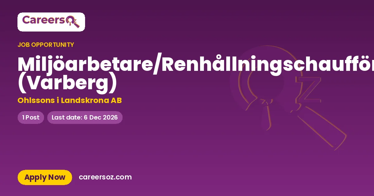 Miljöarbetare/Renhållningschaufför (Varberg) – Ohlssons i Landskrona AB