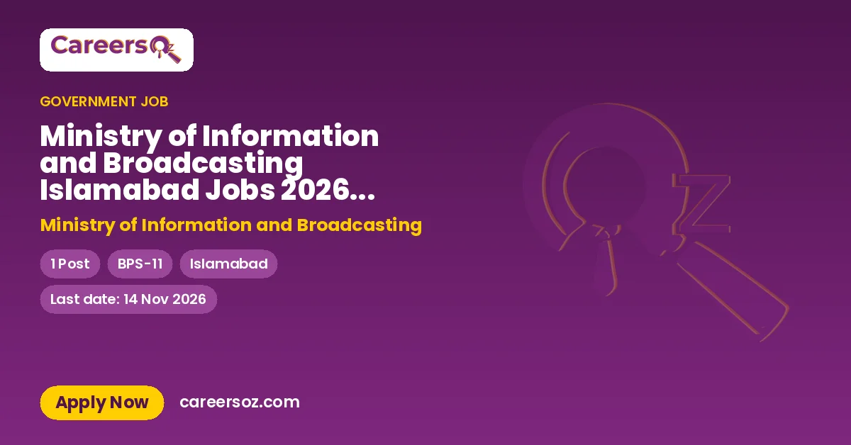Ministry of Information and Broadcasting Islamabad Jobs 2026 — Lower Division Clerk (LDC) – Ministry of Information and Broadcasting