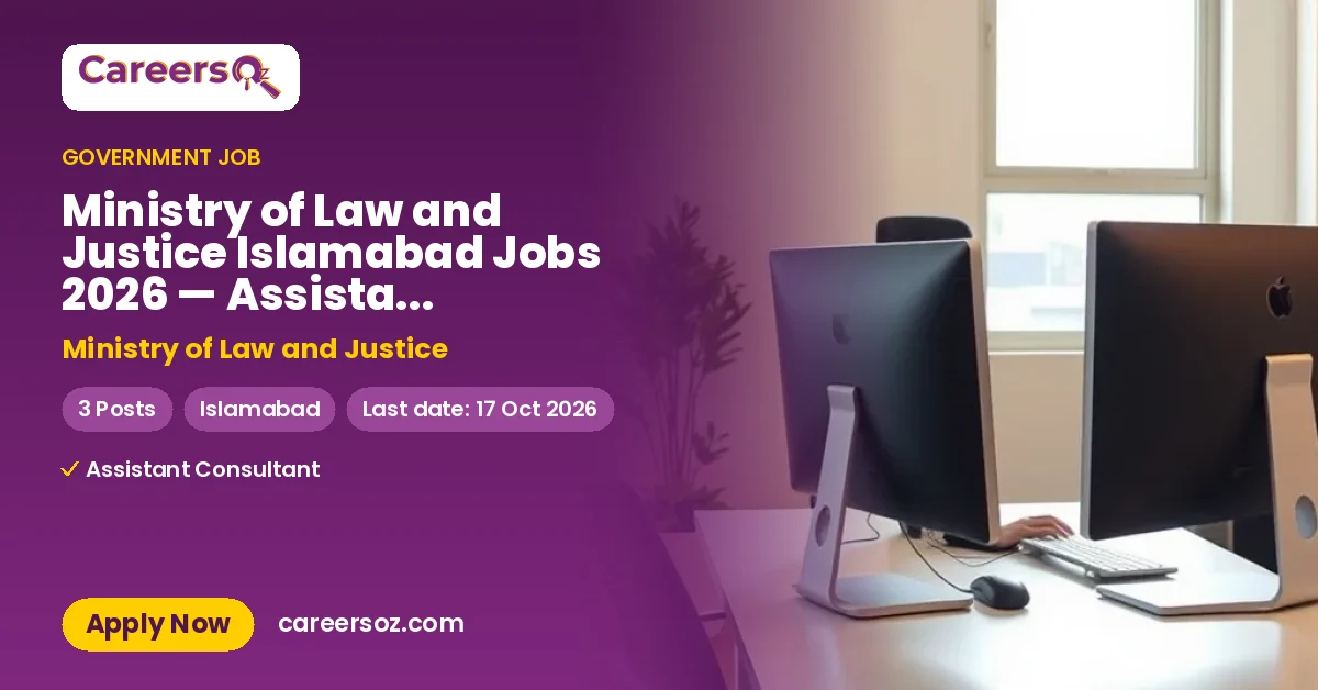 Ministry of Law and Justice Islamabad Jobs 2026 — Assistant Consultant (Contract), Assistant Consultant (Research) – Ministry of Law and Justice