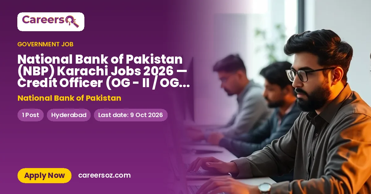 National Bank of Pakistan (NBP) Karachi Jobs 2026 — Credit Officer (OG - II / OG - I) – National Bank of Pakistan