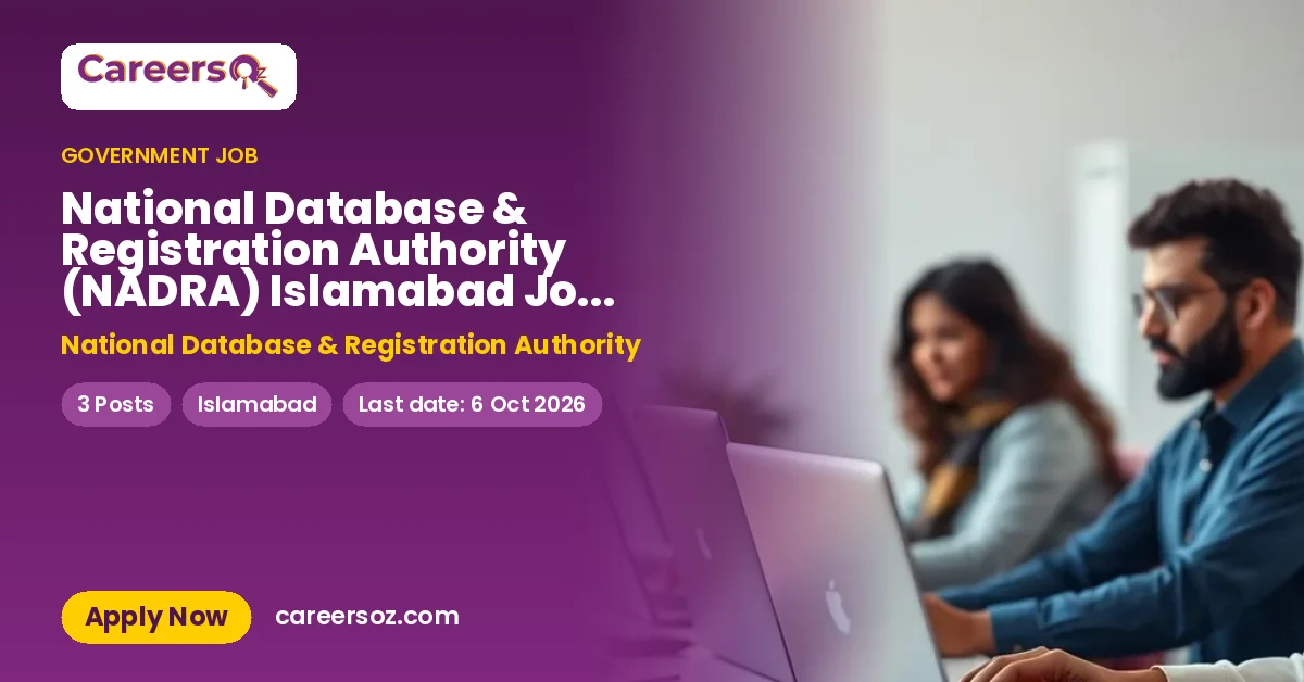 National Database & Registration Authority (NADRA) Islamabad Jobs 2026 — Monitoring & Compliance Officer – National Database & Registration Authority