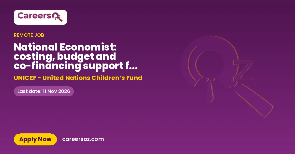 National Economist: costing, budget and co-financing support for the Viluntheri Schools GCF Funding Proposal (TOR/2026/25), Male, Maldives, 10 months, remote – UNICEF - United Nations Children’s Fund