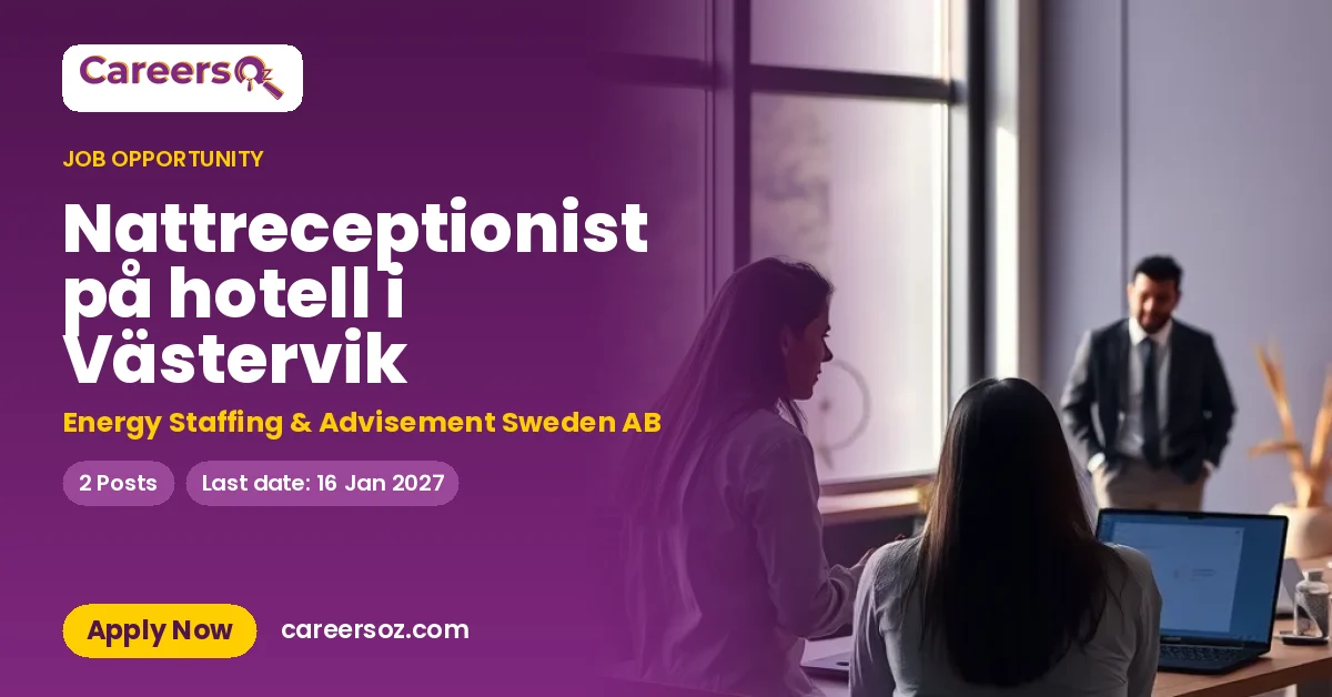 Nattreceptionist på hotell i Västervik – Energy Staffing & Advisement Sweden AB