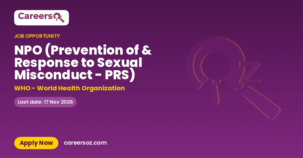 NPO (Prevention of & Response to Sexual Misconduct - PRS) – WHO - World Health Organization
