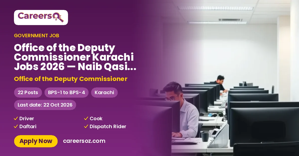 Office of the Deputy Commissioner Karachi Jobs 2026 — Naib Qasid, Sanitary Worker & 5 More Posts – Office of the Deputy Commissioner