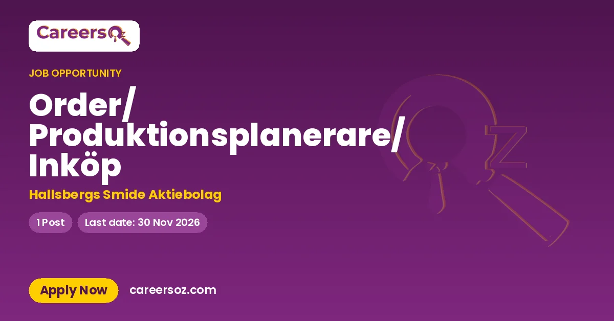 Order/ Produktionsplanerare/ Inköp – Hallsbergs Smide Aktiebolag