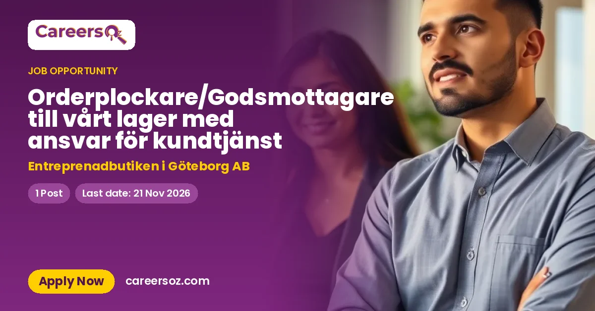 Orderplockare/Godsmottagare till vårt lager med ansvar för kundtjänst – Entreprenadbutiken i Göteborg AB