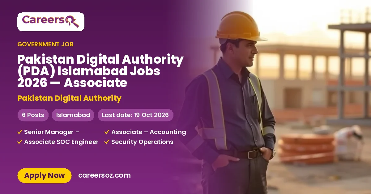 Pakistan Digital Authority (PDA) Islamabad Jobs 2026 — Associate – Pakistan Digital Authority