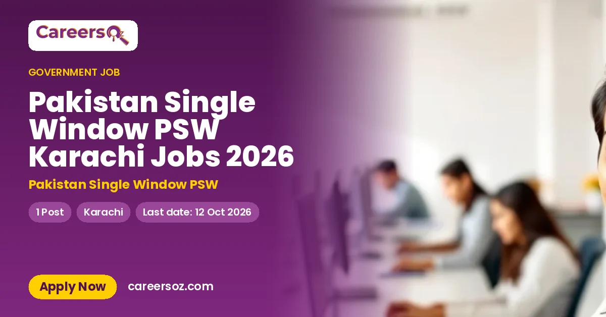 Pakistan Single Window PSW Karachi Jobs 2026 – Pakistan Single Window PSW