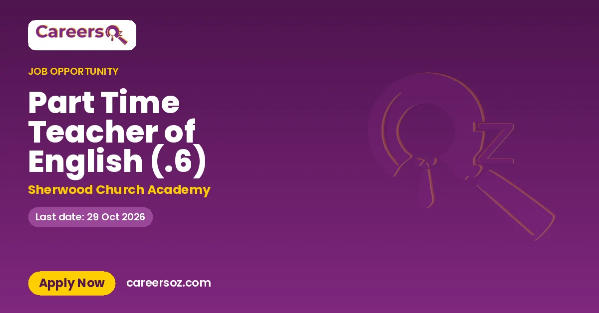 Part Time Teacher of English (.6) – Sherwood Church Academy