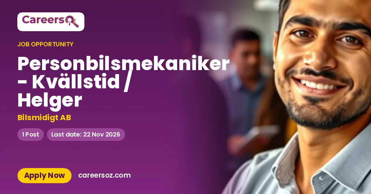 Personbilsmekaniker - Kvällstid / Helger – Bilsmidigt AB