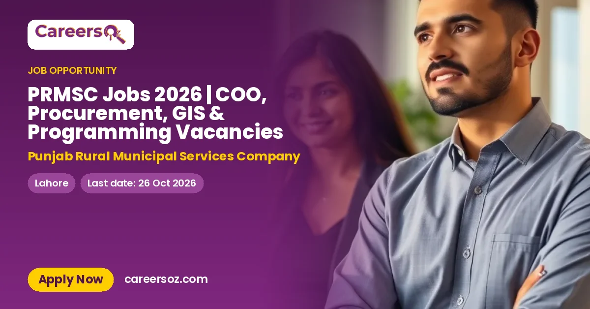 PRMSC Jobs 2026 | COO, Procurement, GIS & Programming Vacancies – Punjab Rural Municipal Services Company