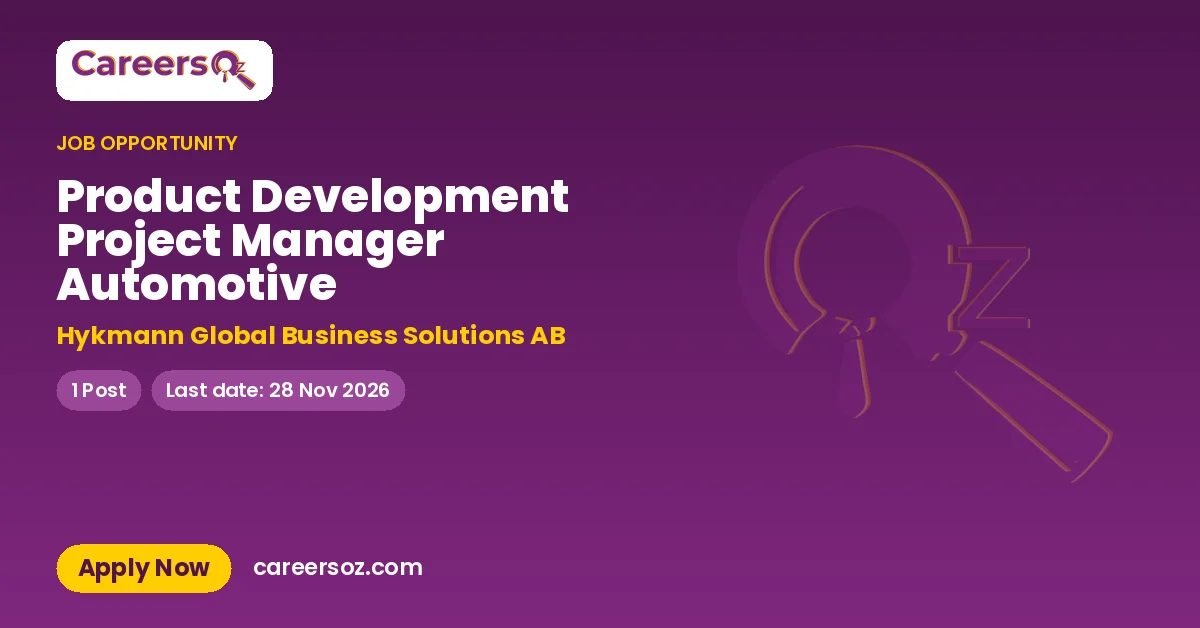 Product Development Project Manager Automotive – Hykmann Global Business Solutions AB