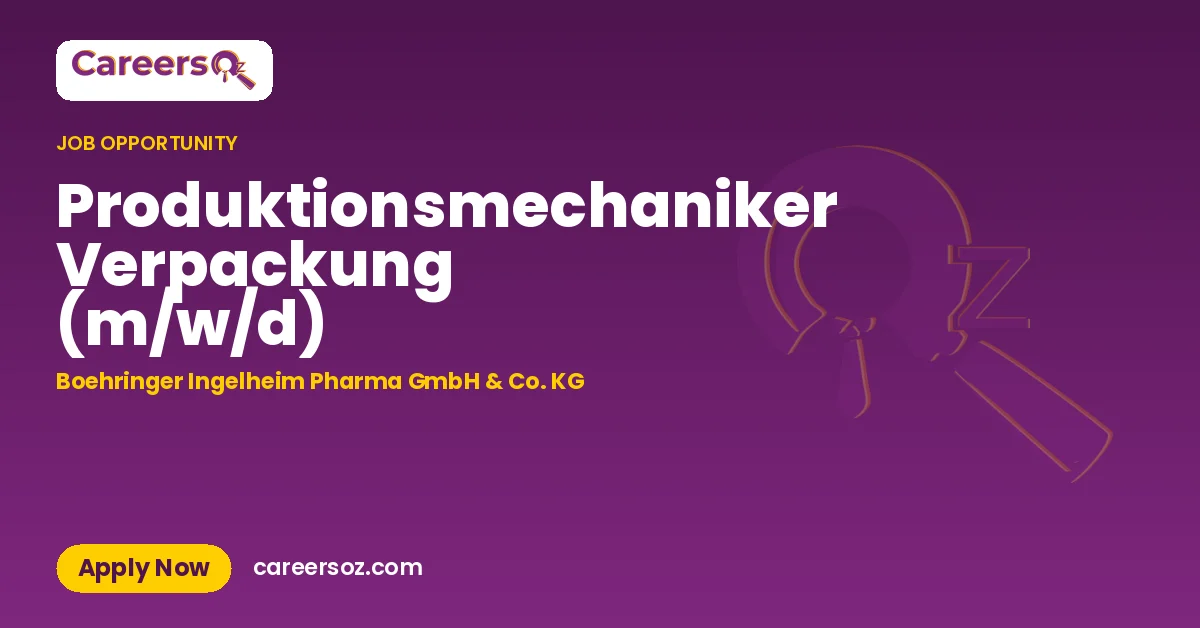 Produktionsmechaniker Verpackung (m/w/d) – Boehringer Ingelheim Pharma GmbH & Co. KG