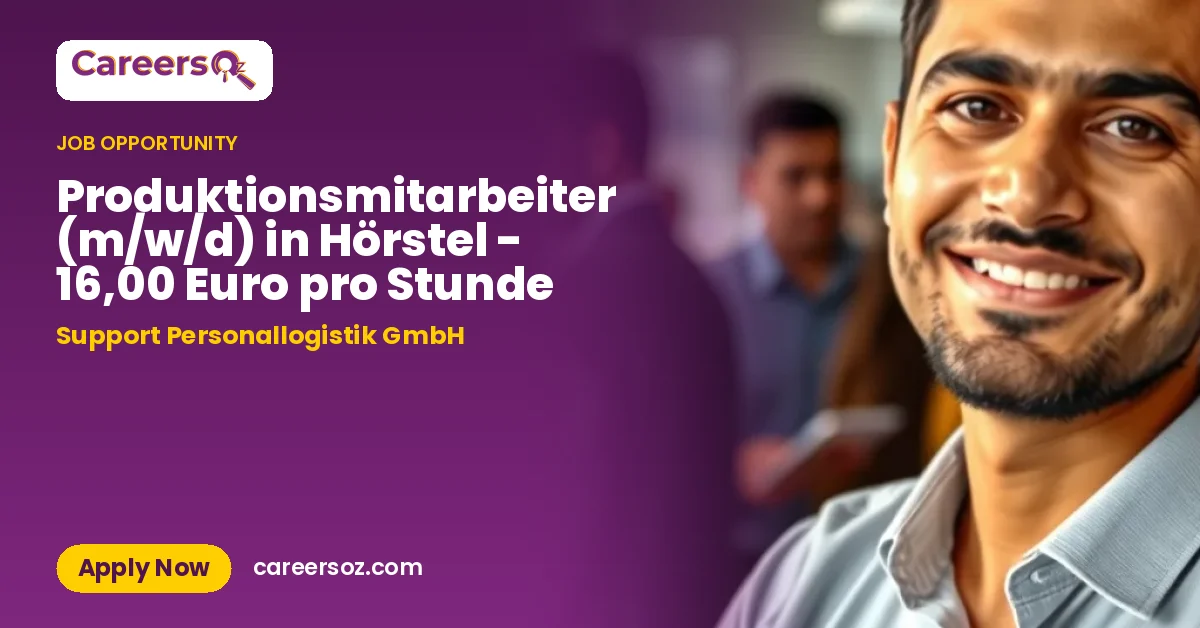 Produktionsmitarbeiter (m/w/d) in Hörstel - 16,00 Euro pro Stunde – Support Personallogistik GmbH