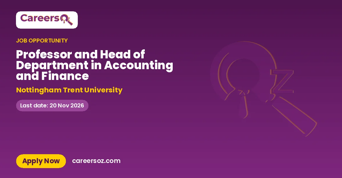 Professor and Head of Department in Accounting and Finance – Nottingham Trent University