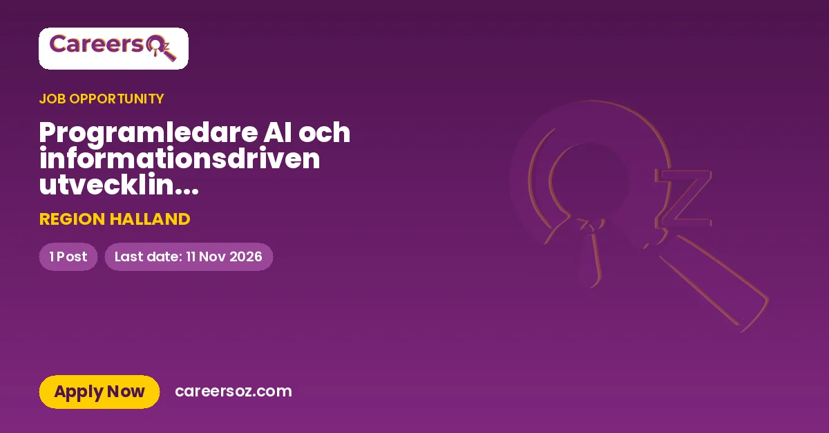Programledare AI och informationsdriven utveckling, Regionkontoret – REGION HALLAND