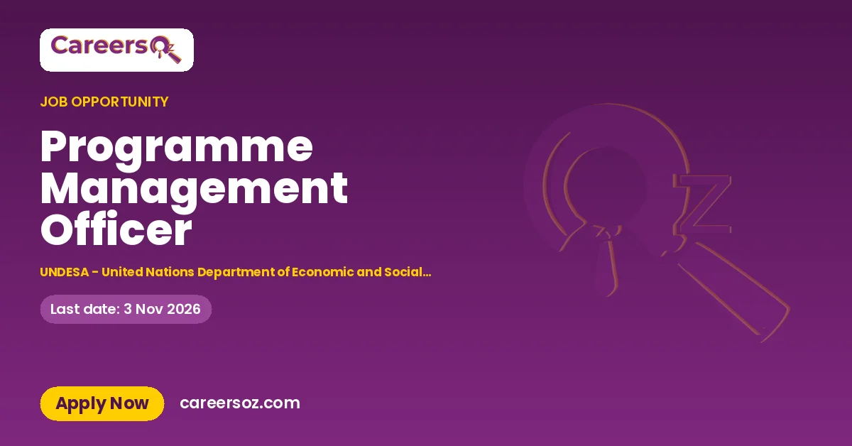 Programme Management Officer – UNDESA - United Nations Department of Economic and Social Affairs