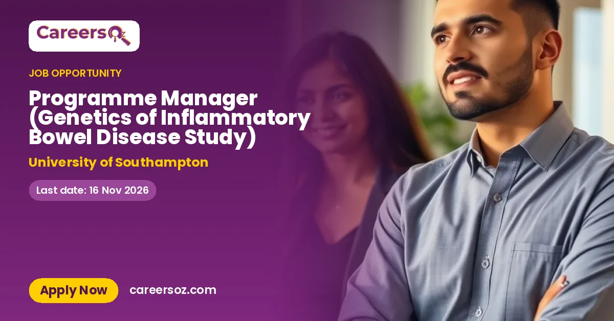 Programme Manager (Genetics of Inflammatory Bowel Disease Study) – University of Southampton