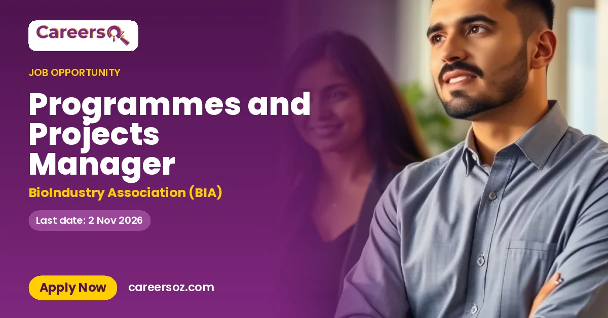 Programmes and Projects Manager – BioIndustry Association (BIA)
