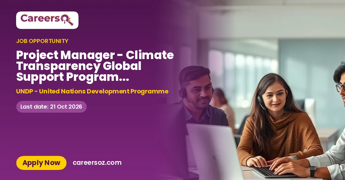 Project Manager - Climate Transparency Global Support Programme [Open to internal and external applicants] – UNDP - United Nations Development Programme