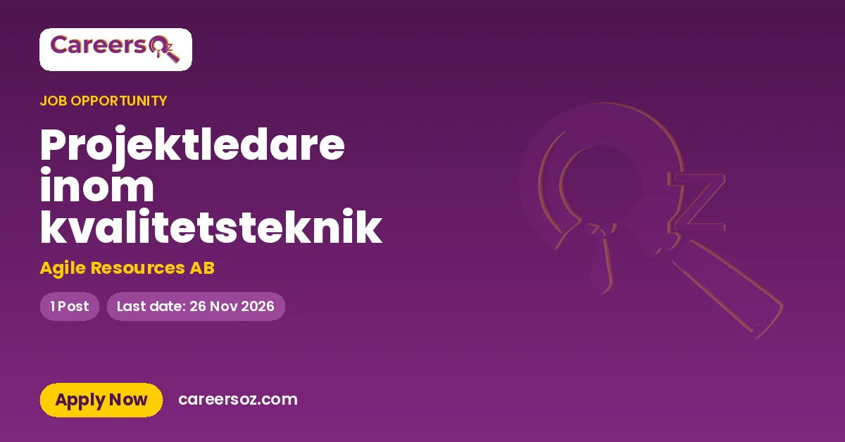 Projektledare inom kvalitetsteknik – Agile Resources AB