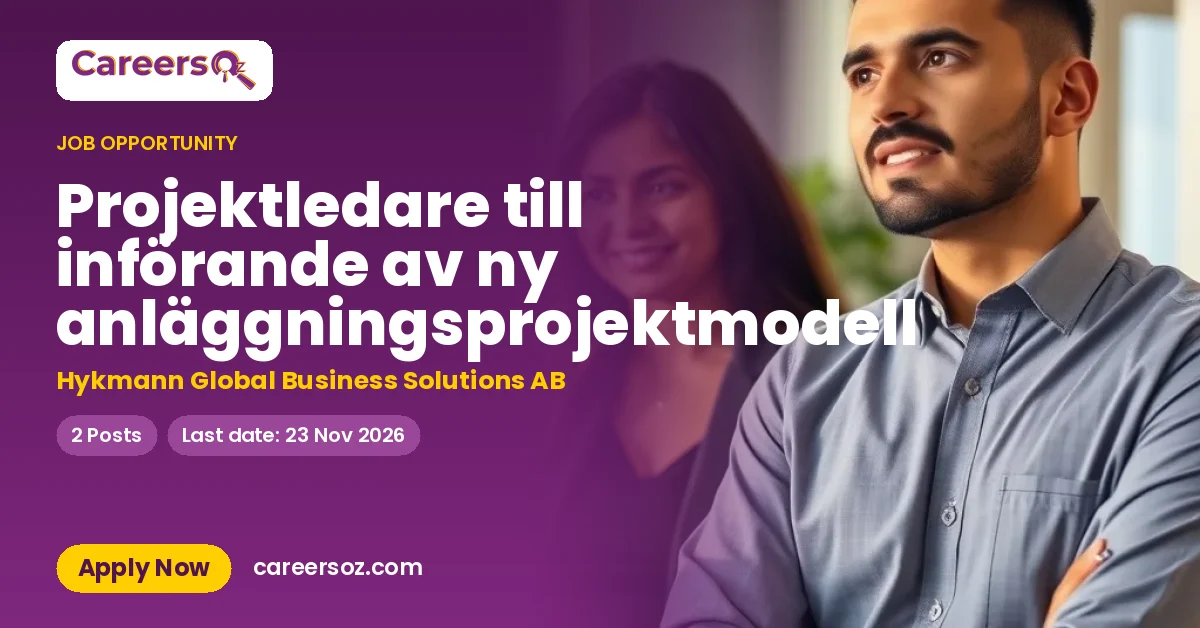 Projektledare till införande av ny anläggningsprojektmodell – Hykmann Global Business Solutions AB