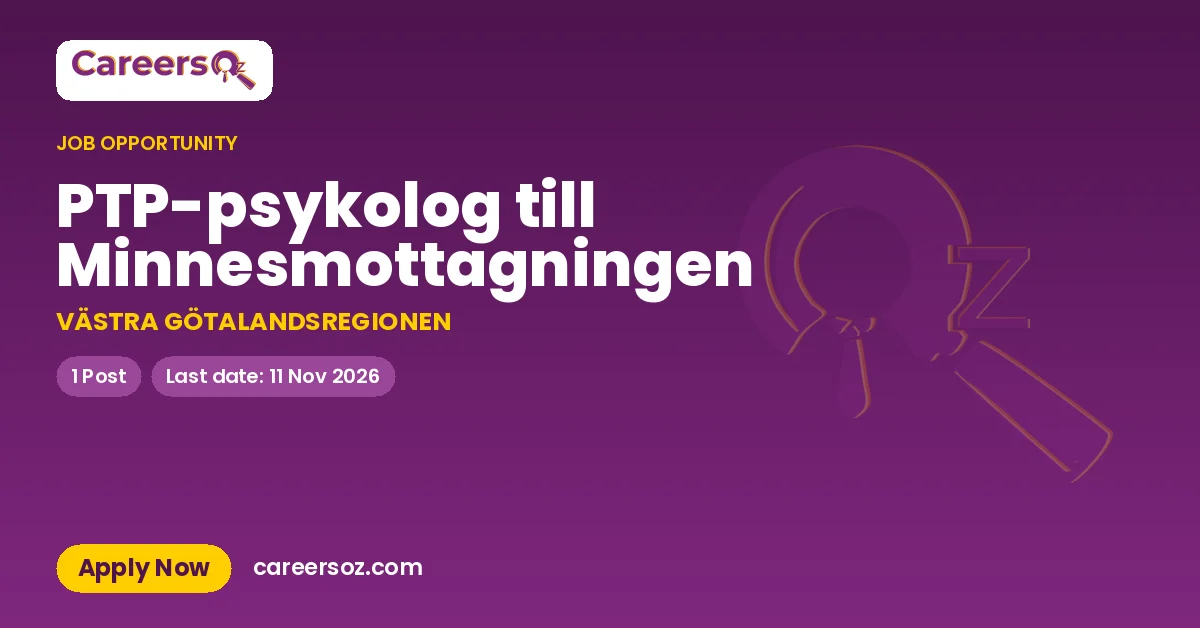 PTP-psykolog till Minnesmottagningen – VÄSTRA GÖTALANDSREGIONEN