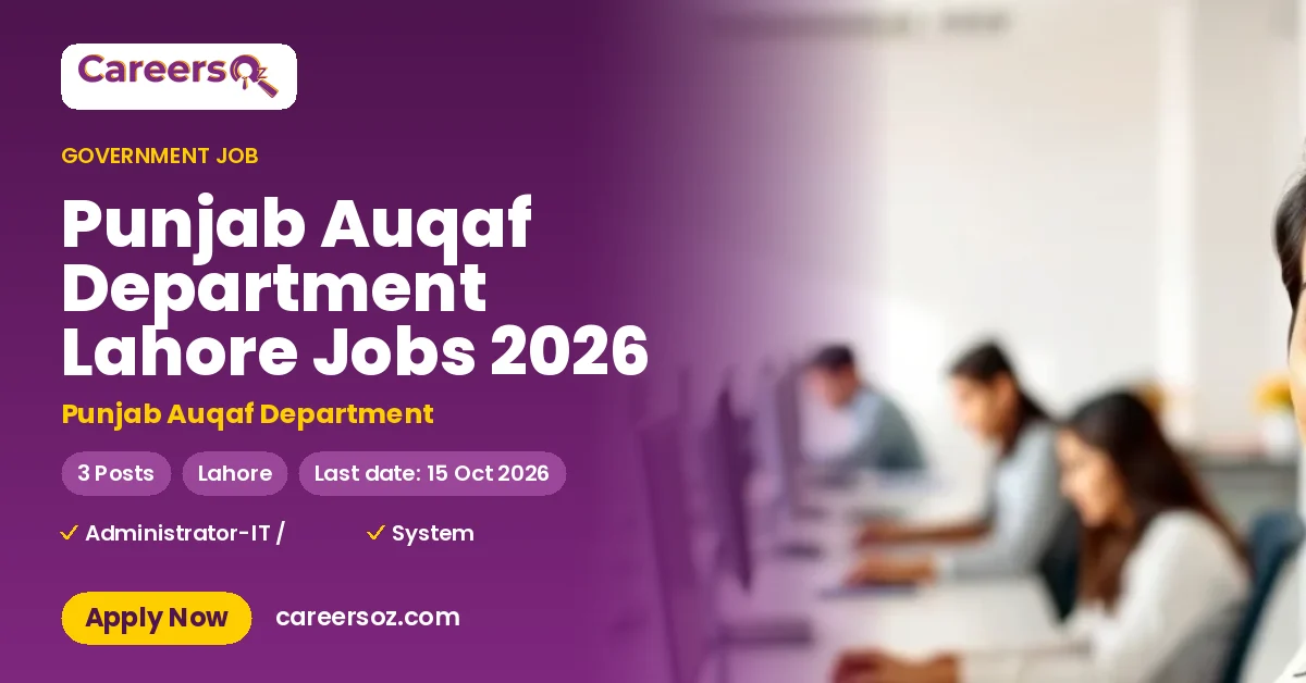 Punjab Auqaf Department Lahore Jobs 2026 – Punjab Auqaf Department