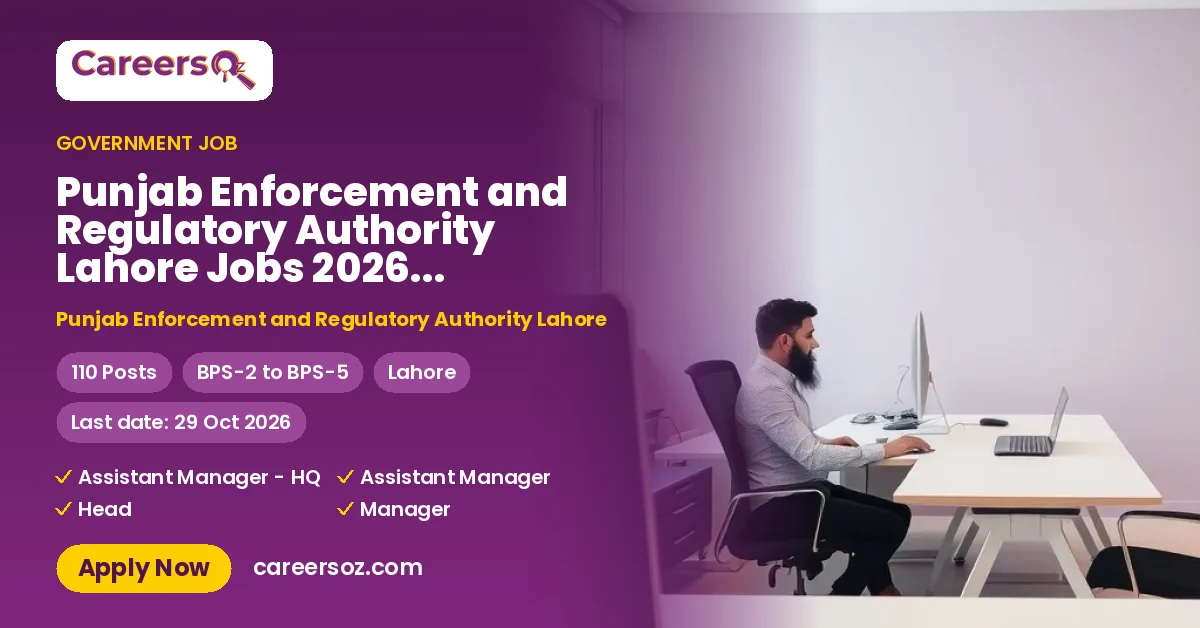 Punjab Enforcement and Regulatory Authority Lahore Jobs 2026 — Assistant Manager (Internal Affairs), Deputy Manager (Internal Affairs) & 9 More Posts – Punjab Enforcement and Regulatory Authority Lahore