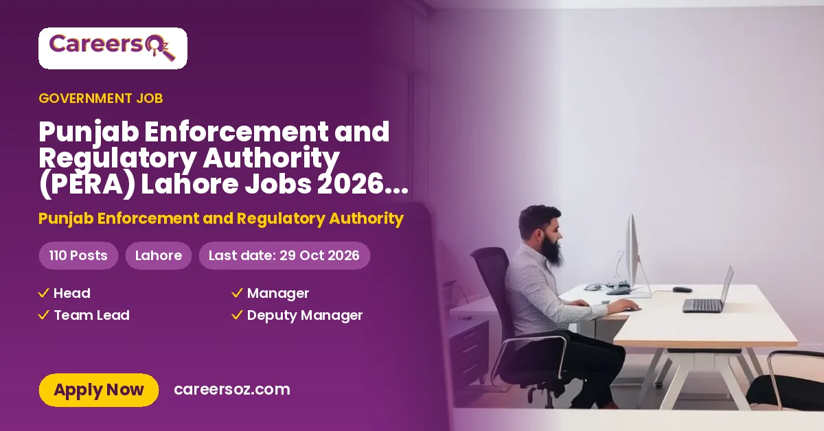Punjab Enforcement and Regulatory Authority (PERA) Lahore Jobs 2026 — Assistant Manager (Internal Affairs), Deputy Manager (Internal Affairs) & 9 More Posts – Punjab Enforcement and Regulatory Authority