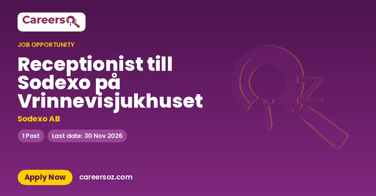 Receptionist till Sodexo på Vrinnevisjukhuset – Sodexo AB