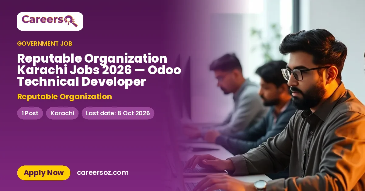 Reputable Organization Karachi Jobs 2026 — Odoo Technical Developer – Reputable Organization