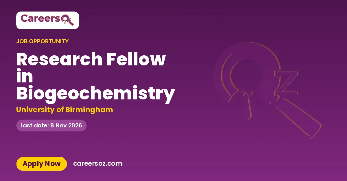 Research Fellow in Biogeochemistry – University of Birmingham