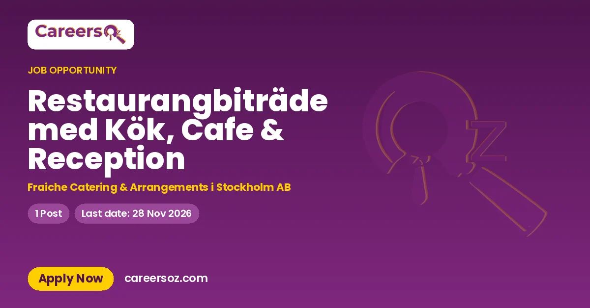 Restaurangbiträde med Kök, Cafe & Reception – Fraiche Catering & Arrangements i Stockholm AB