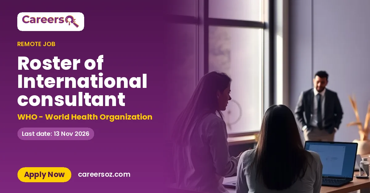 Roster of International consultant – WHO - World Health Organization