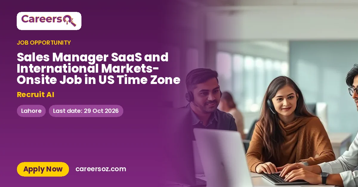 Sales Manager SaaS and International Markets- Onsite Job in US Time Zone – Recruit AI