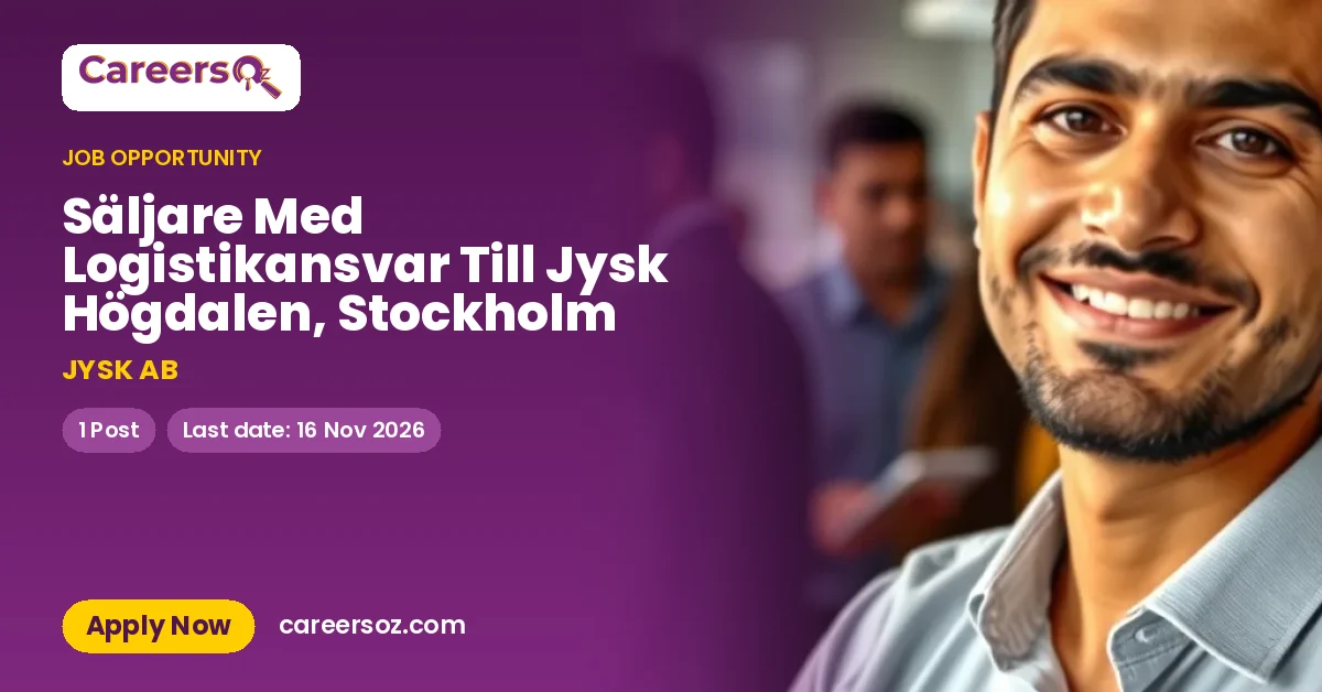Säljare Med Logistikansvar Till Jysk Högdalen, Stockholm – JYSK AB