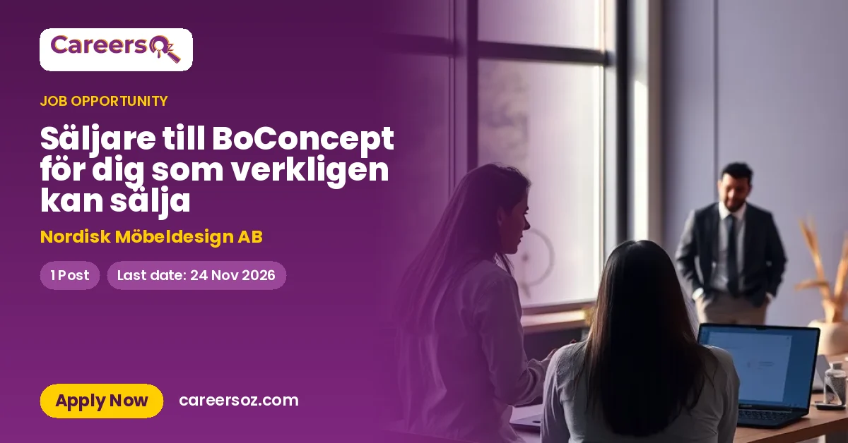 Säljare till BoConcept för dig som verkligen kan sälja – Nordisk Möbeldesign AB