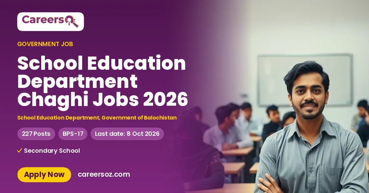 School Education Department Chaghi Jobs 2026 – School Education Department, Government of Balochistan