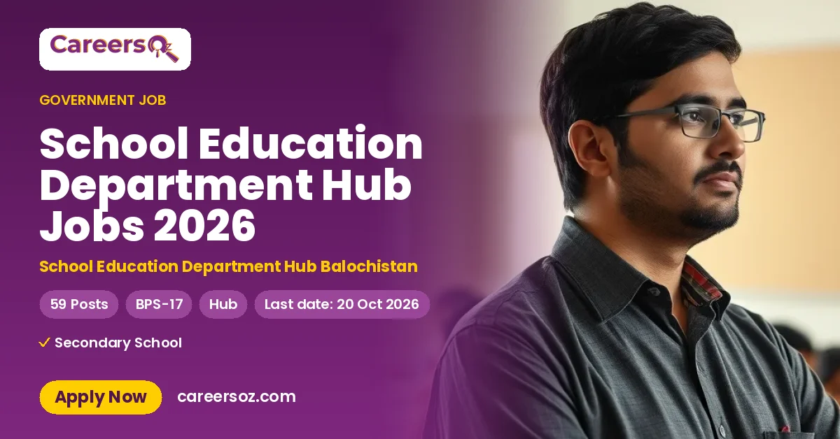 School Education Department Hub Jobs 2026 – School Education Department Hub Balochistan