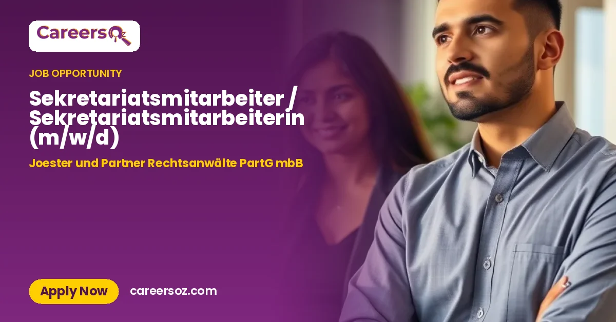 Sekretariatsmitarbeiter / Sekretariatsmitarbeiterin (m/w/d) – Joester und Partner Rechtsanwälte PartG mbB