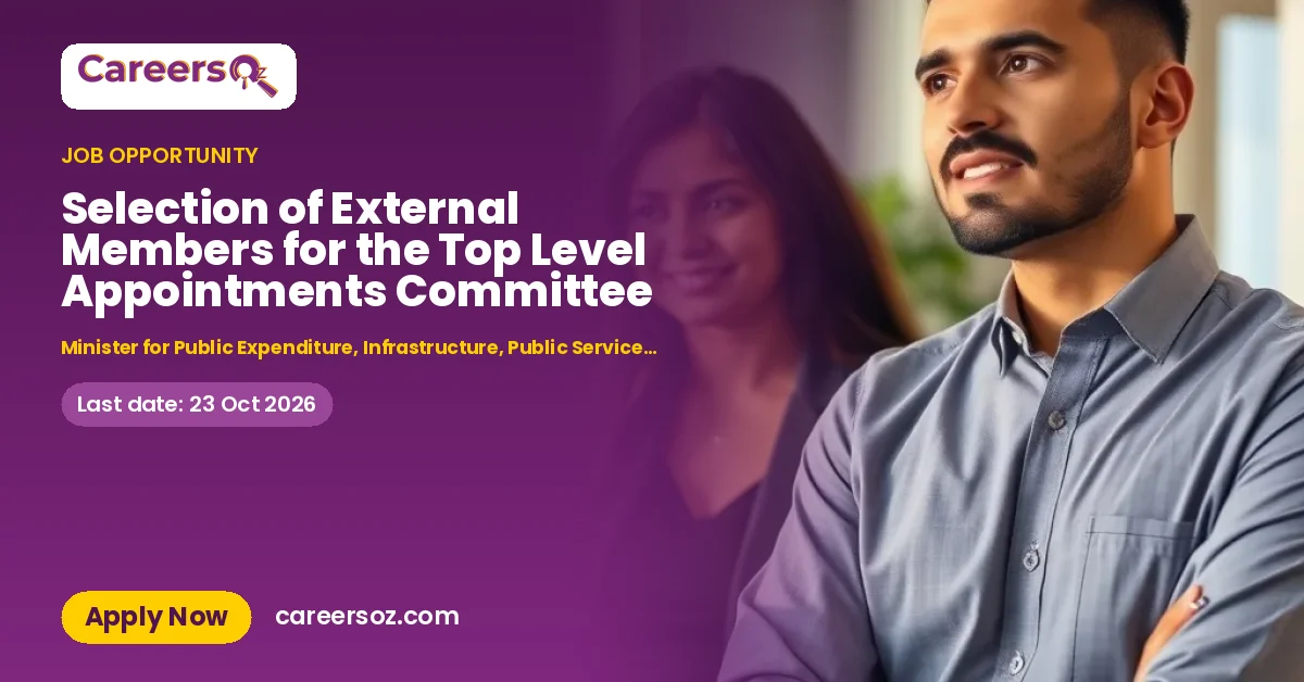 Selection of External Members for the Top Level Appointments Committee – Minister for Public Expenditure, Infrastructure, Public Service Reform and Digitalisation