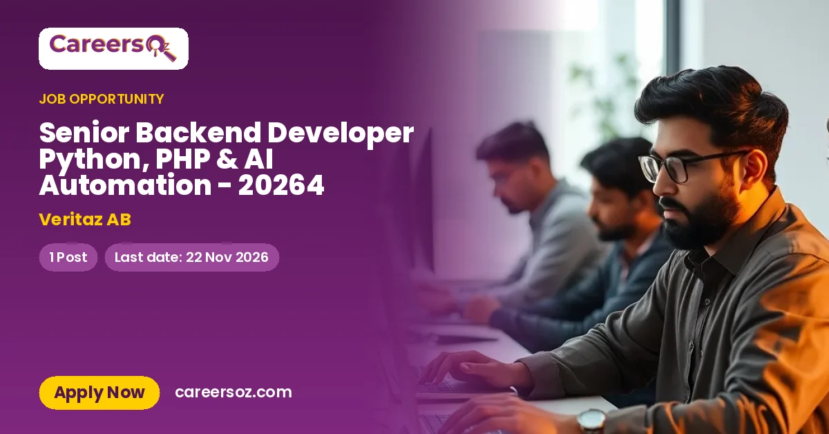 Senior Backend Developer Python, PHP & AI Automation - 20264 – Veritaz AB