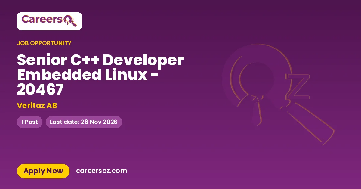 Senior C++ Developer Embedded Linux - 20467 – Veritaz AB