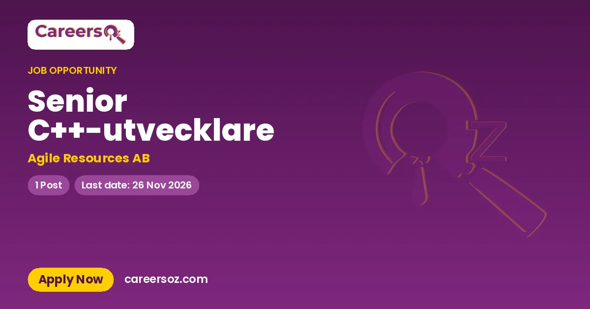 Senior C++-utvecklare – Agile Resources AB