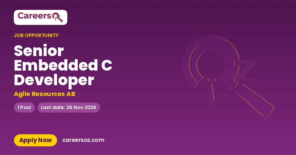 Senior Embedded C Developer – Agile Resources AB