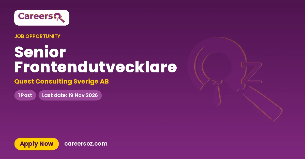 Senior Frontendutvecklare – Quest Consulting Sverige AB