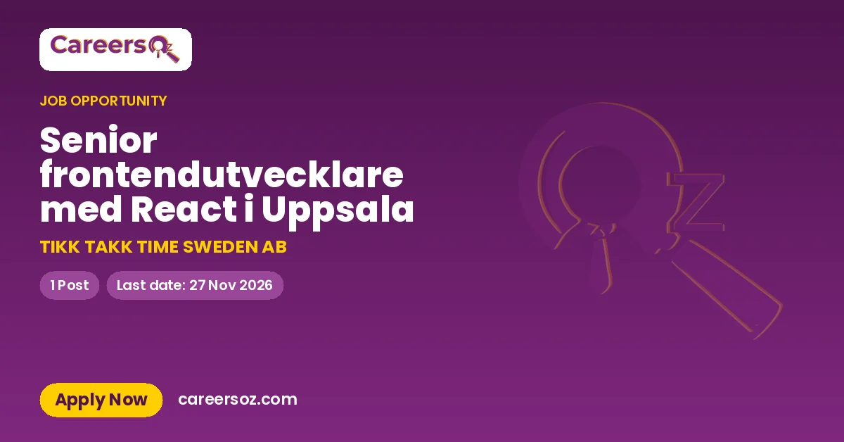 Senior frontendutvecklare med React i Uppsala – TIKK TAKK TIME SWEDEN AB